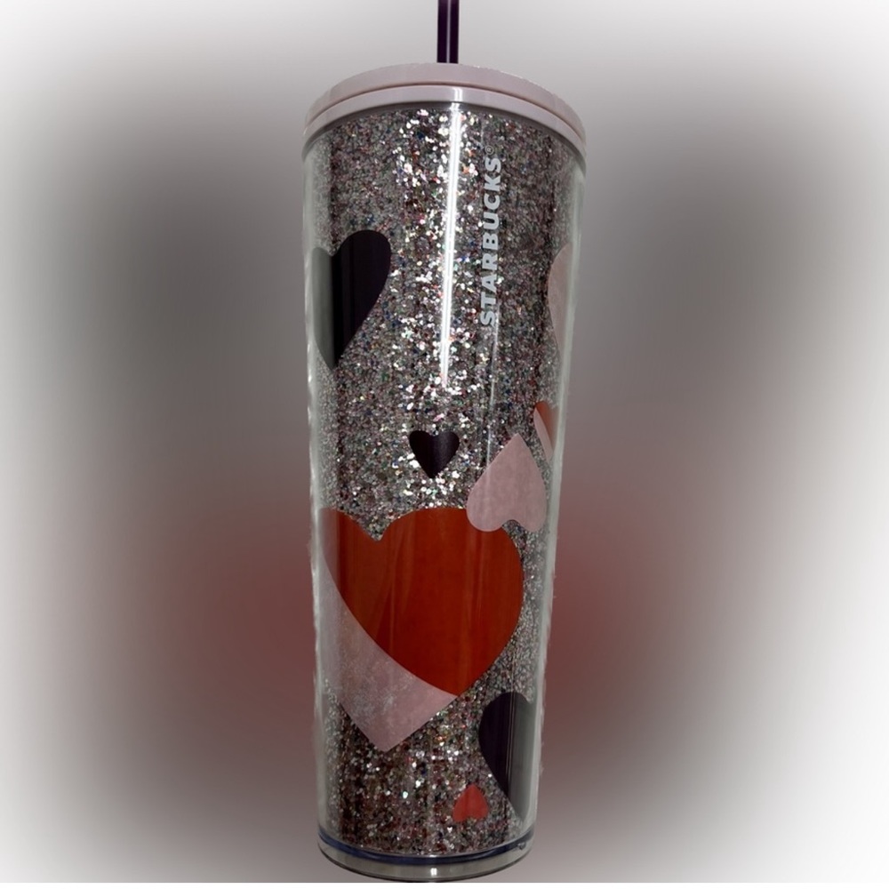 Starbucks-Pink Glitter Hearts Valentines 2021 Tumbler